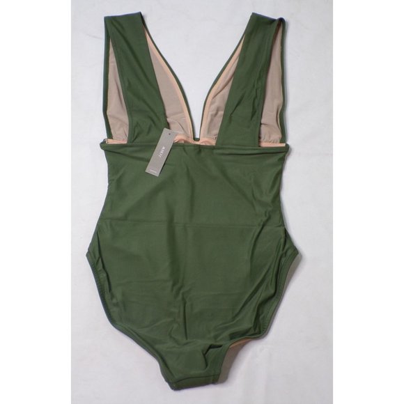 J CREW V-Neck Plunge One-Piece Swimsuit Safari Green 16 NWT $98 - Picture 4 of 5